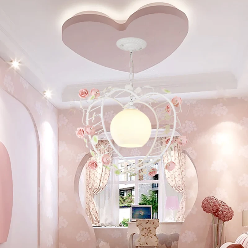 Hartvormige metalen hanglamp Pastoraal 1 lamp Eetkamer LED-ophangverlichting wit Clearhalo