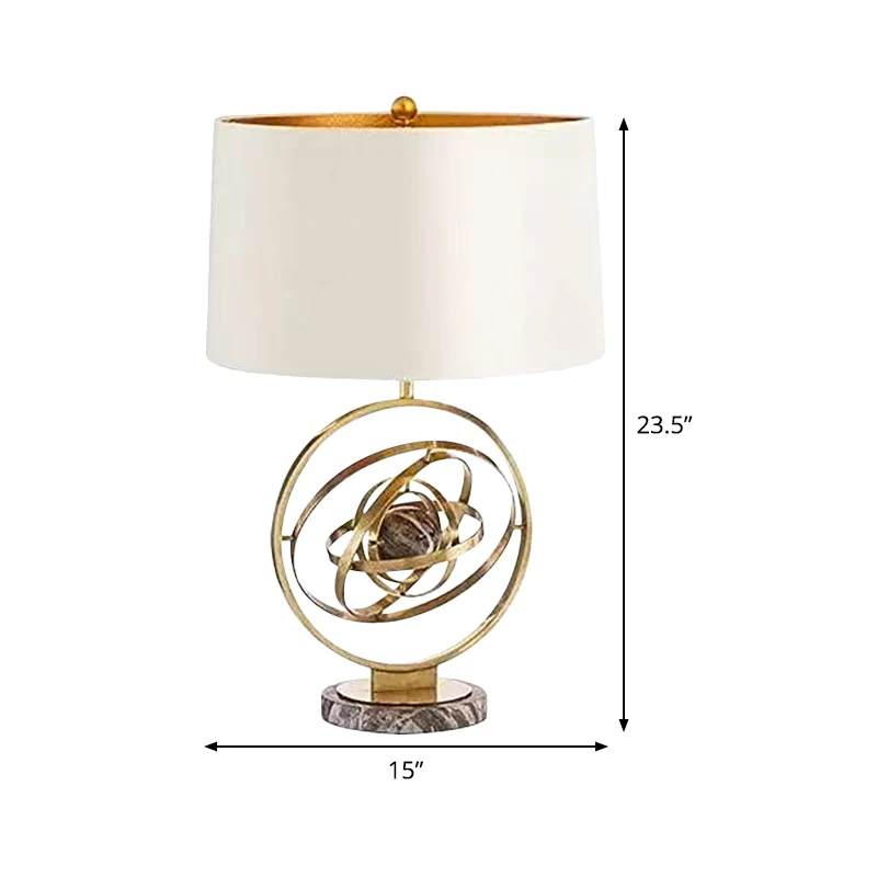 1 Head Drum Bureaulamp Modernistische stoffen tafellamp wit met ronde marmeren voet Clearhalo