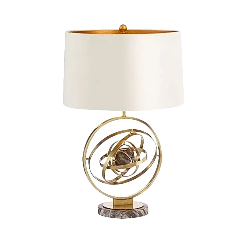 1 Head Drum Bureaulamp Modernistische stoffen tafellamp wit met ronde marmeren voet Clearhalo