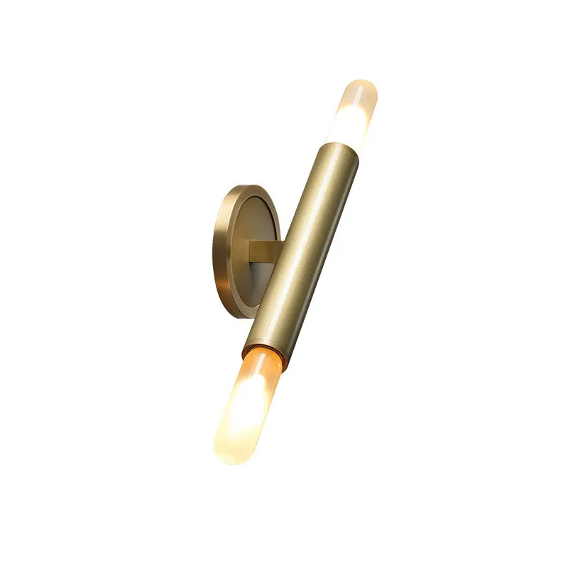 2 Heads Bar Sconce Wandlamp Luxe goudkleurige metalen wandgemonteerde verlichting met rechte arm voor slaapkamer Clearhalo