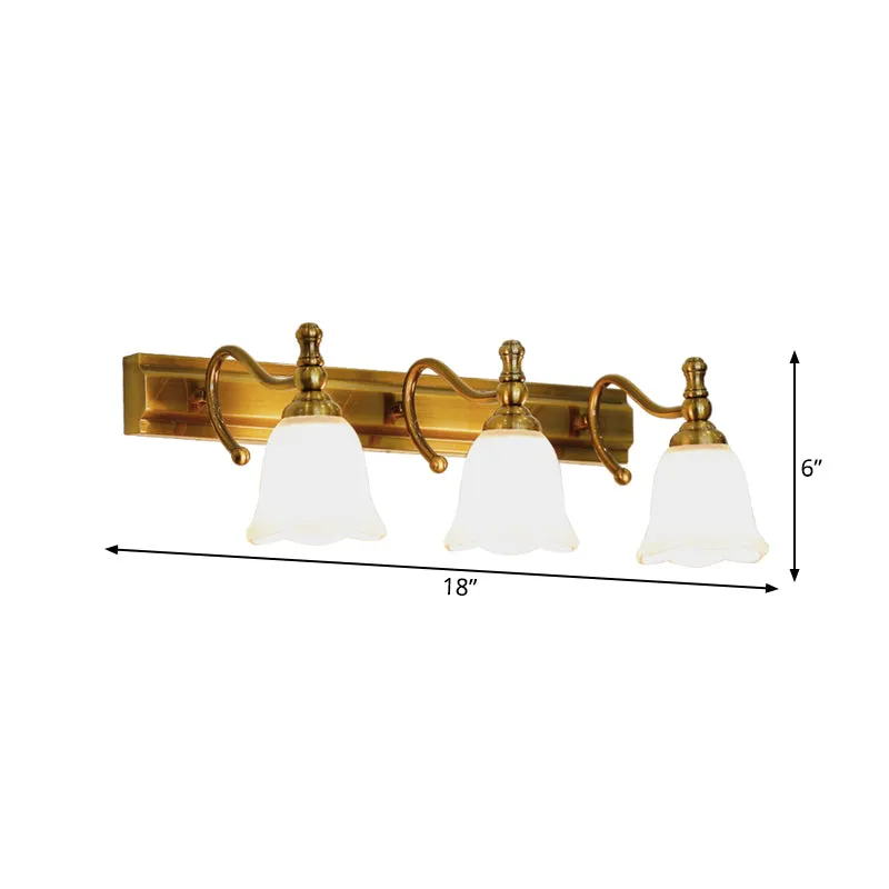2/3 Heads Wandijdelheid Licht Koloniale Badkamer Wandlamp met Bloem Opaal Glazen Kap Goud Clearhalo