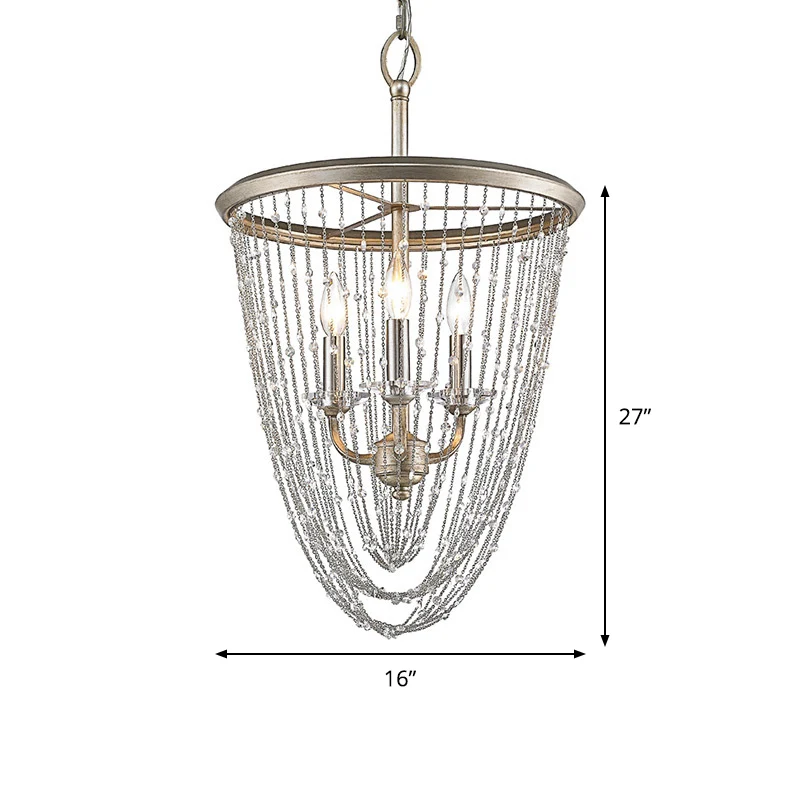 Hedendaagse kaarskroonluchterlamp 3-kops kristallen hanglamp goud met gedrapeerde ketting Clearhalo