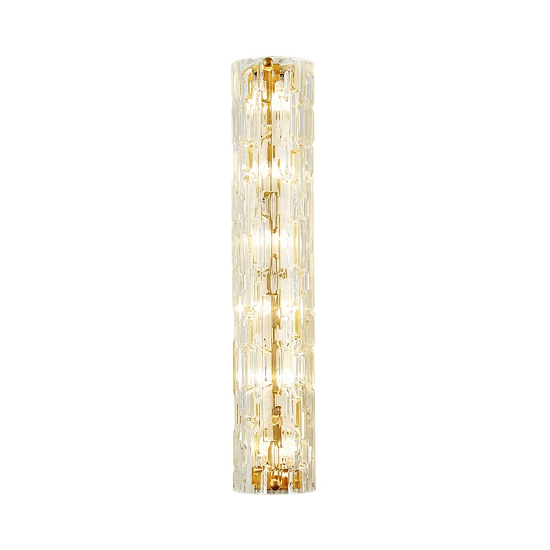 Hedendaagse lineaire wandverlichting Helder kristal en metaal Multi Light wandlamp goud voor woonkamer Clearhalo