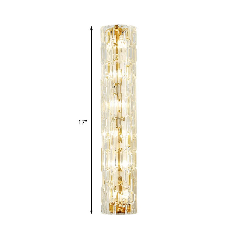 Hedendaagse lineaire wandverlichting Helder kristal en metaal Multi Light wandlamp goud voor woonkamer Clearhalo