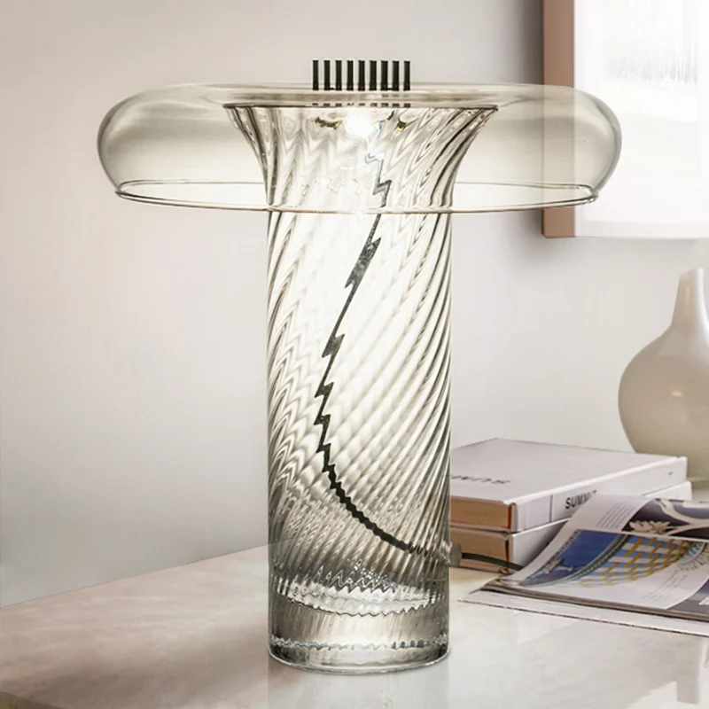 Hedendaagse schaduwrijke taakverlichting Helder glas 1 lamp Woonkamer Kleine bureaulamp Clearhalo