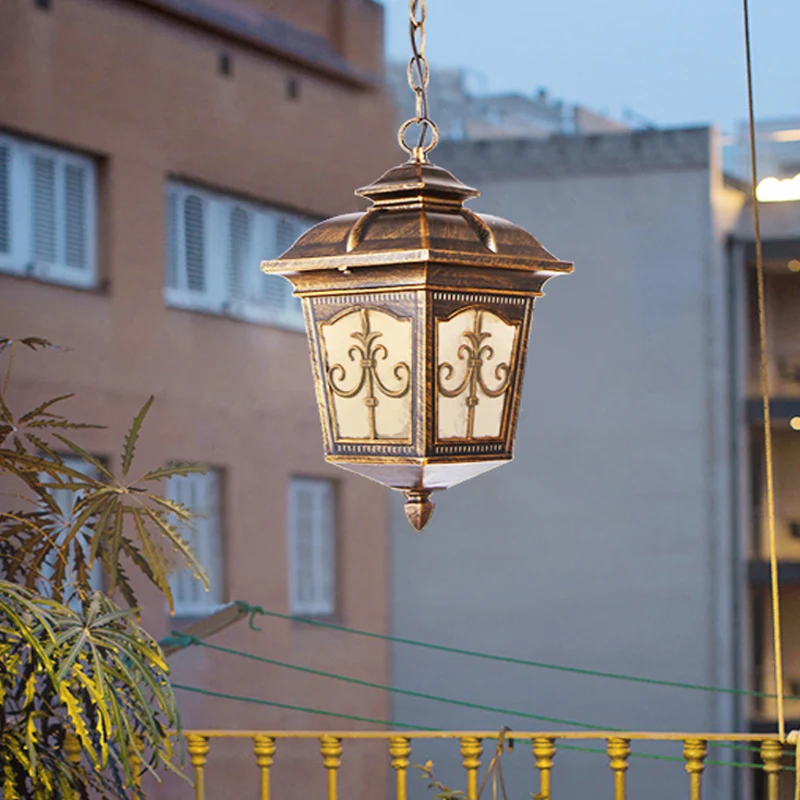Helder gerimpeld glas zwart/brons plafondlamp Lantaarnvormige 1-lichts boerderij hanglamp voor terras Clearhalo