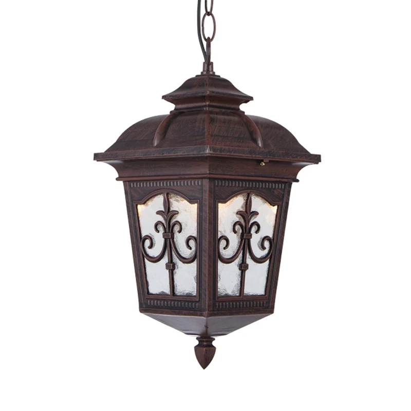 Helder gerimpeld glas zwart/brons plafondlamp Lantaarnvormige 1-lichts boerderij hanglamp voor terras Clearhalo