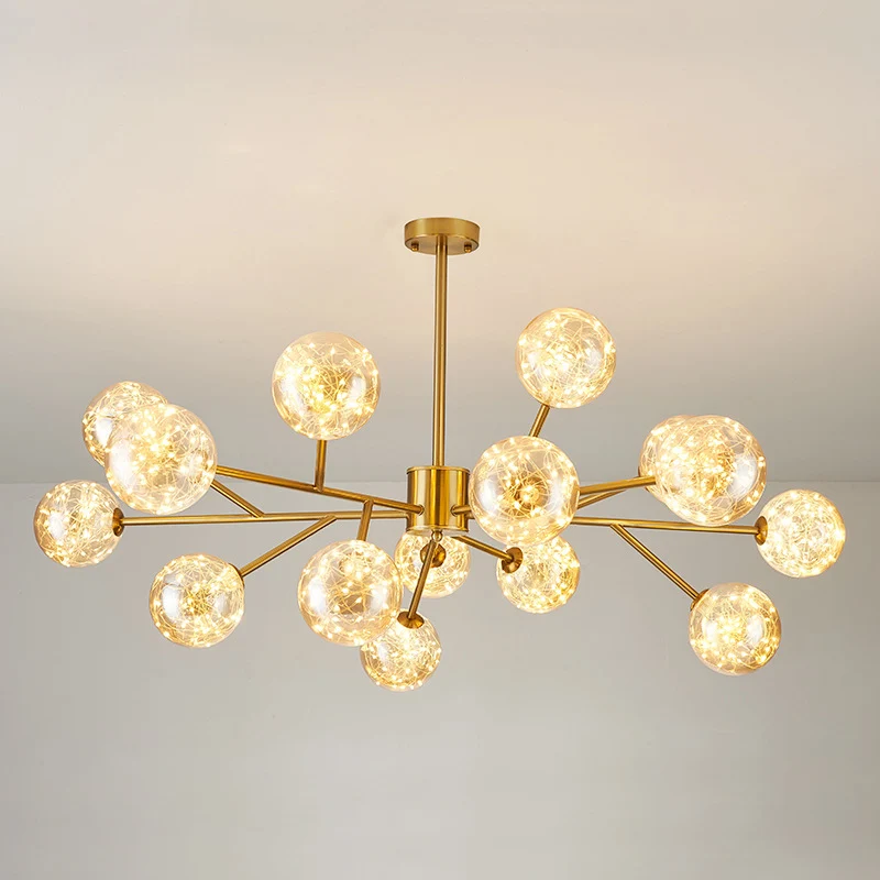 Helder glazen bol plafondverlichting moderne stijl LED kroonluchter lichtarmatuur voor woonkamer Clearhalo