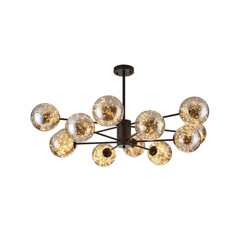 Helder glazen bol plafondverlichting moderne stijl LED kroonluchter lichtarmatuur voor woonkamer Clearhalo