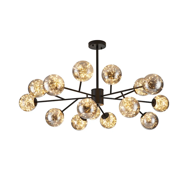 Helder glazen bol plafondverlichting moderne stijl LED kroonluchter lichtarmatuur voor woonkamer Clearhalo