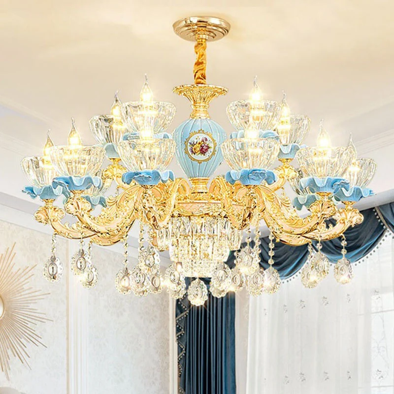 Helder glazen kom kroonluchter licht modernistische hanglamp met kristallen druppel goud Clearhalo