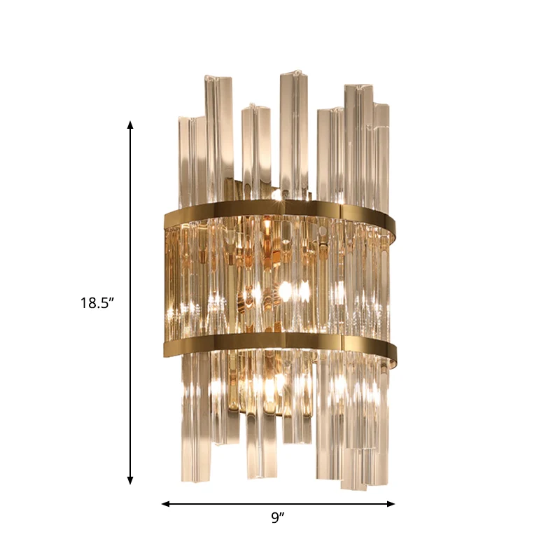 Helder kristal prisma blaker verlichting moderne 3-lichts chroom/goud afwerking wandgemonteerde lamp voor woonkamer Clearhalo