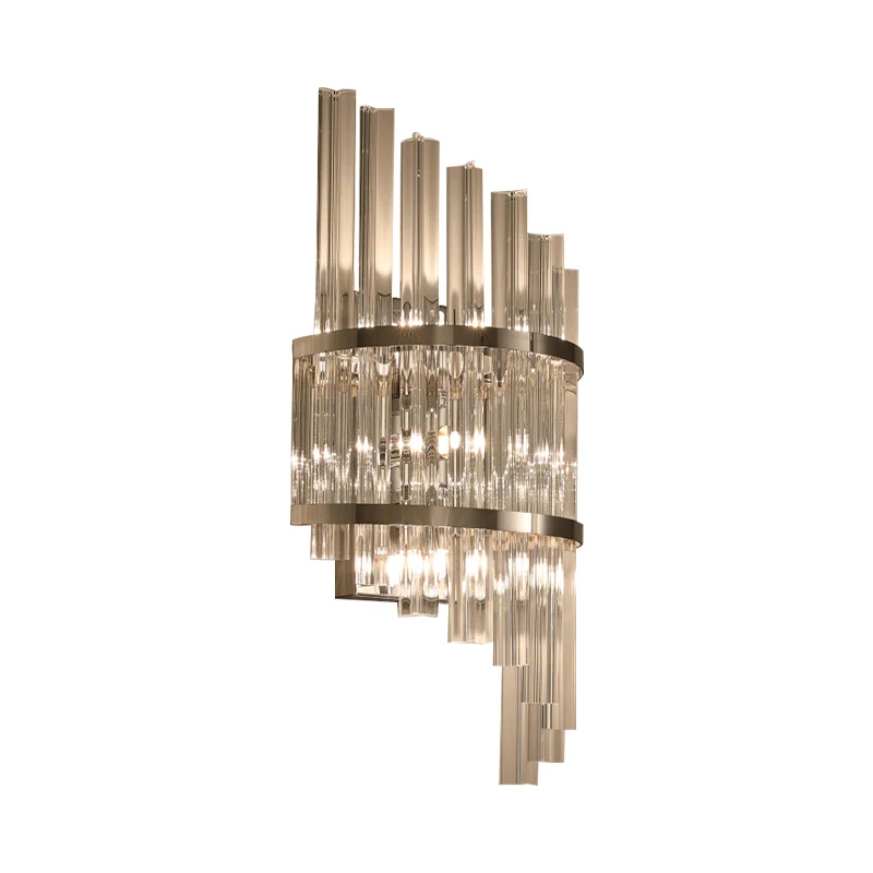 Helder kristal prisma blaker verlichting moderne 3-lichts chroom/goud afwerking wandgemonteerde lamp voor woonkamer Clearhalo