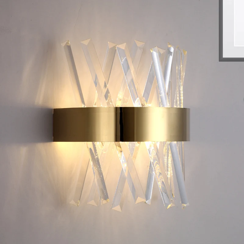 Helder kristal prisma wandmontage licht eigentijdse stijl LED gouden schansverlichting voor slaapkamer Clearhalo
