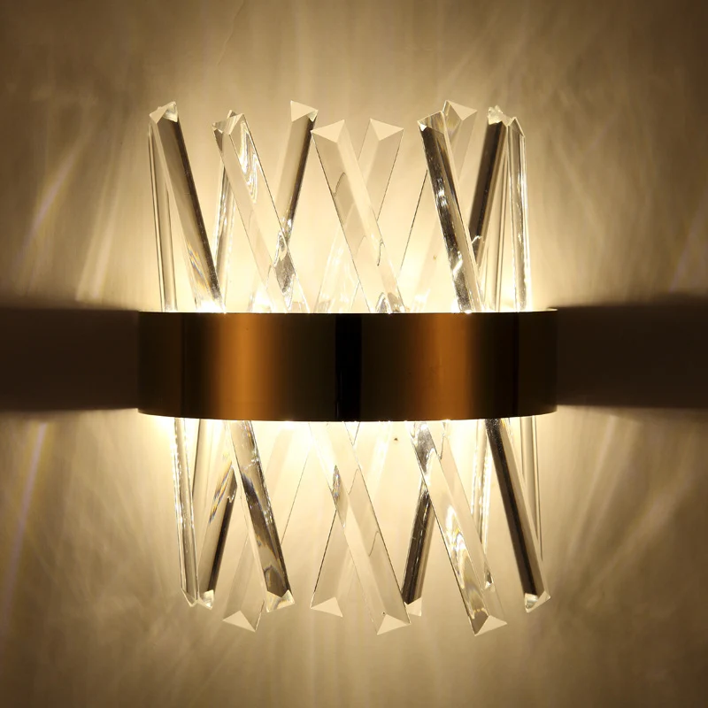 Helder kristal prisma wandmontage licht eigentijdse stijl LED gouden schansverlichting voor slaapkamer Clearhalo