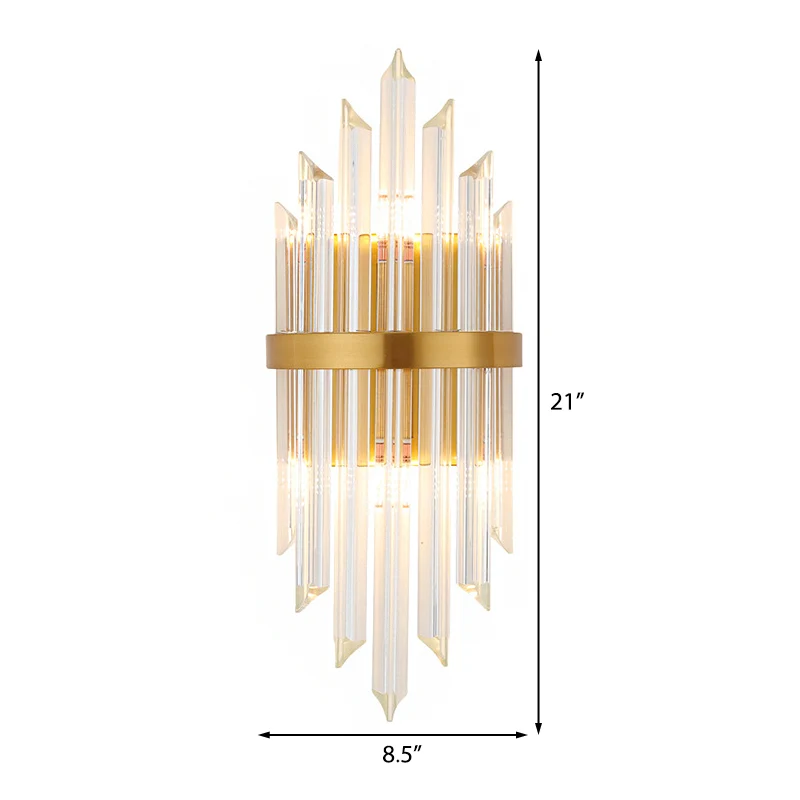 Helder kristallen prisma wandkandelaar lamp modernistische stijl 2 lampen messing afwerking wandverlichting voor gang Clea...