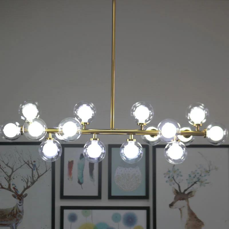 Helder en mat glas Orb eilandlamp eigentijds 16 koppen hangende plafondlamp voor woonkamer Clearhalo