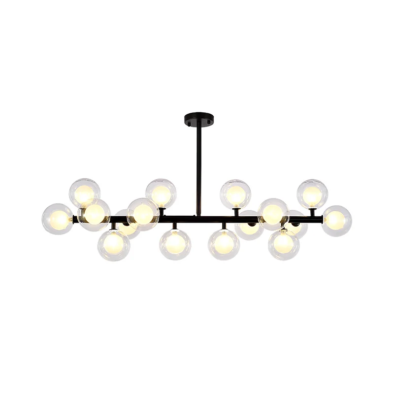 Helder en mat glas Orb eilandlamp eigentijds 16 koppen hangende plafondlamp voor woonkamer Clearhalo