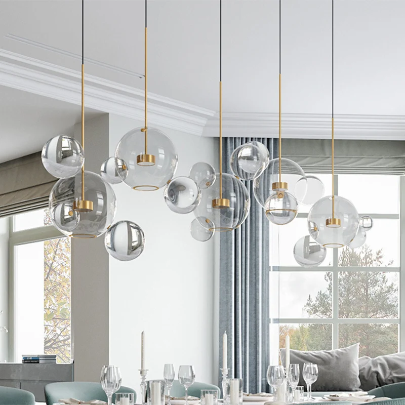 Heldere bubbellamp, bolglas, hanglamp voor eetkamer, koffiehuis, restaurant Clearhalo