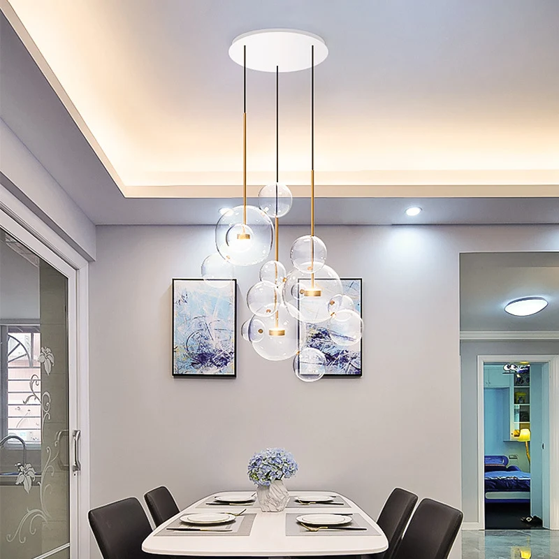 Heldere bubbellamp, bolglas, hanglamp voor eetkamer, koffiehuis, restaurant Clearhalo