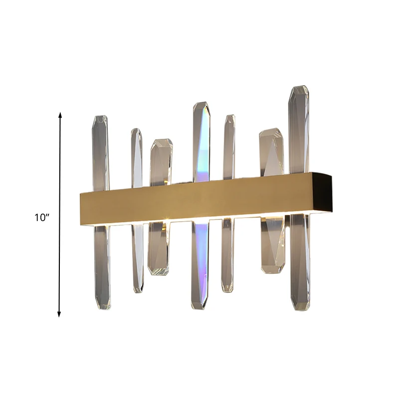 Heldere kristallen bar wandkandelaar modernistische LED-wandverlichting goud met ronde/rechthoekige metalen kap Clearhalo