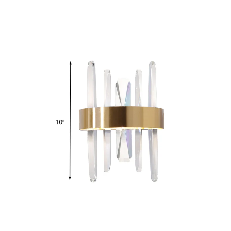 Heldere kristallen bar wandkandelaar modernistische LED-wandverlichting goud met ronde/rechthoekige metalen kap Clearhalo