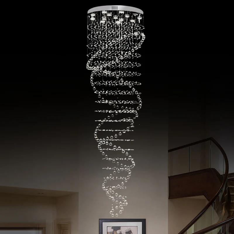Heldere kristallen Cascades hanglamp, eigentijdse 13-lichts trap-LED-multilamp-hanger zilver Clearhalo
