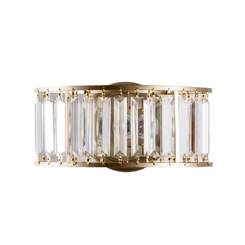 Heldere kristallen halve cilinder wandverlichting 1-lichts eigentijdse wandlamp zwart/goud Clearhalo