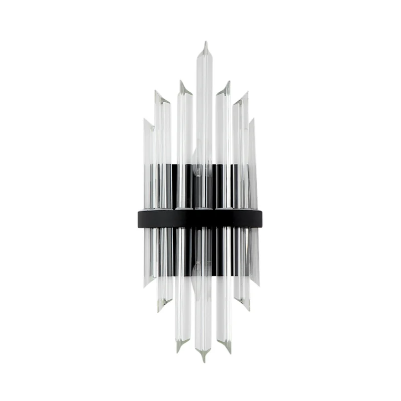 Heldere kristallen schanslamp, eigentijds prisma, 1/2-pack schanslamp met vierkante achterplaat zwart Clearhalo