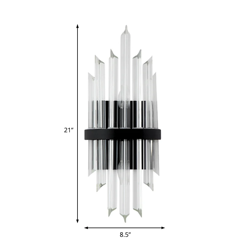 Heldere kristallen schanslamp, eigentijds prisma, 1/2-pack schanslamp met vierkante achterplaat zwart Clearhalo