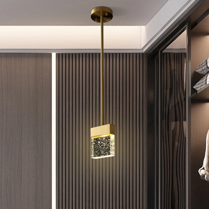 Heldere LED Down Mini-hanger Moderne Bubble Crystal Cuboid-hangende plafondlamp voor eetkamer Clearhalo