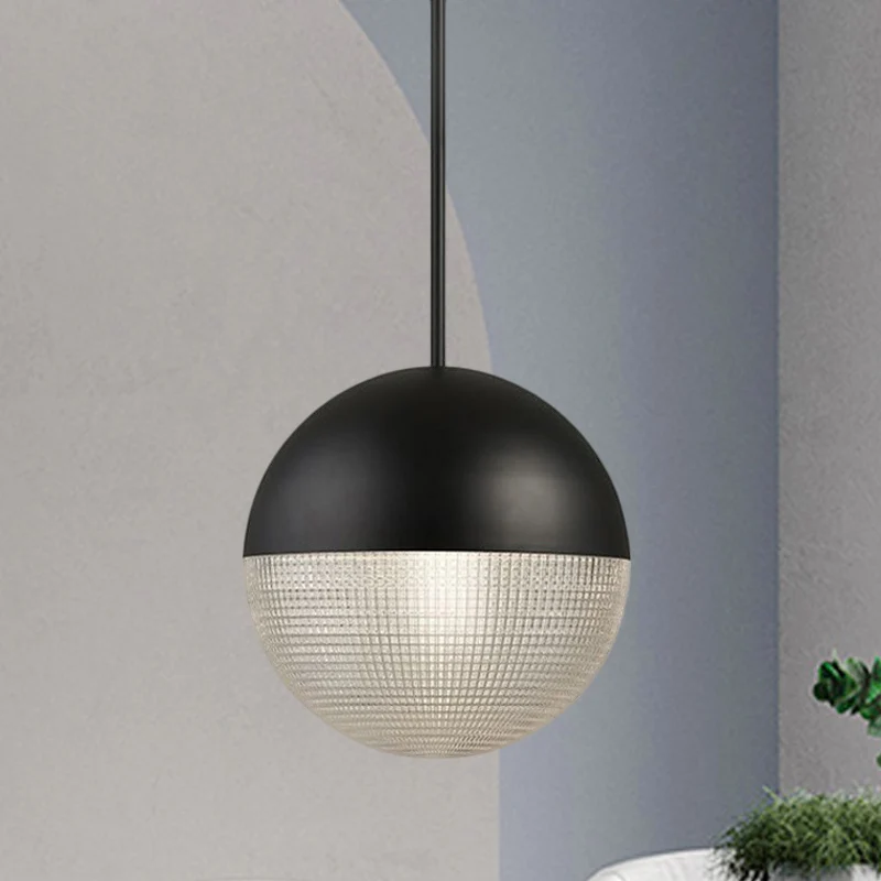 Heldere prismatische glazen bol hanglamp eigentijds 1-lamps hangende plafondlamp zwart/goud voor slaapkamer Clearhalo
