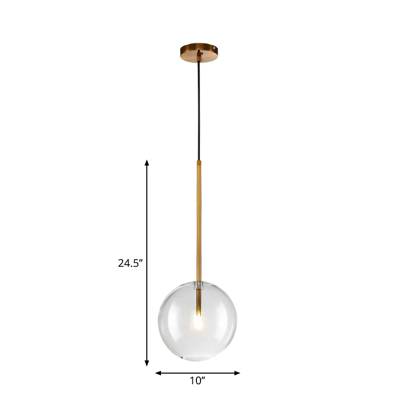 Helderglazen bol ophangverlichting Minimalistische 6"/8"/10" brede enkele gouden hangende hanger boven tafel Clearhalo