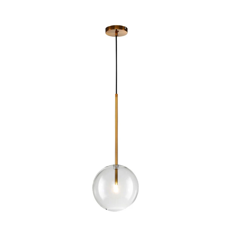 Helderglazen bol ophangverlichting Minimalistische 6"/8"/10" brede enkele gouden hangende hanger boven tafel Clearhalo
