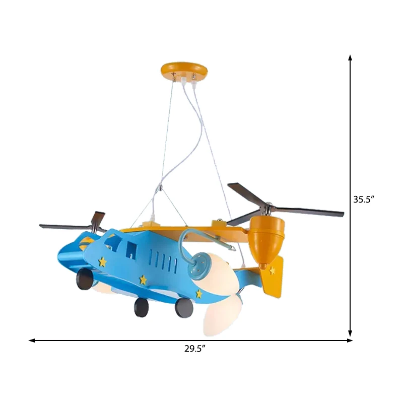 Helikopter kleuterschool jongens slaapkamer kroonluchter metalen coole plafondlamp blauwe afwerking Clearhalo