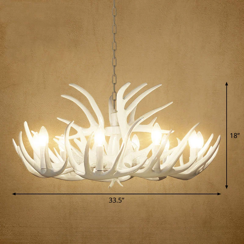 Hertenhoorn hars kroonluchter verlichting klassieke stijl eetkamer hanglamp Clearhalo