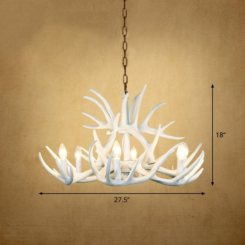 Hertenhoorn hars kroonluchter verlichting klassieke stijl eetkamer hanglamp Clearhalo