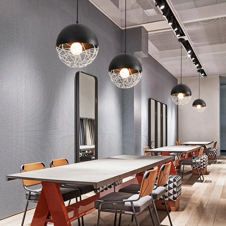 Holle design metalen bol hanglamp, 1 lamp, eigentijdse hanglamp zwart/wit Clearhalo