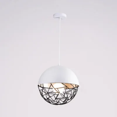 Holle design metalen bol hanglamp, 1 lamp, eigentijdse hanglamp zwart/wit Clearhalo
