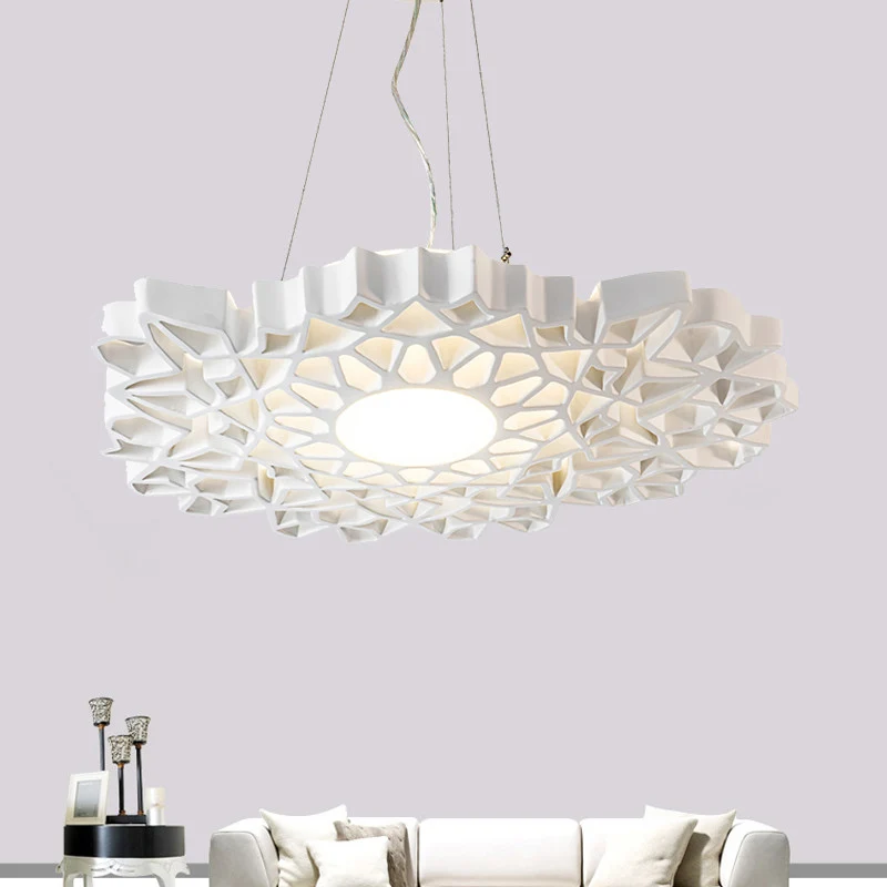 Honingraat hanglamp modern hars 1 kop witte hangende plafondlamp Clearhalo