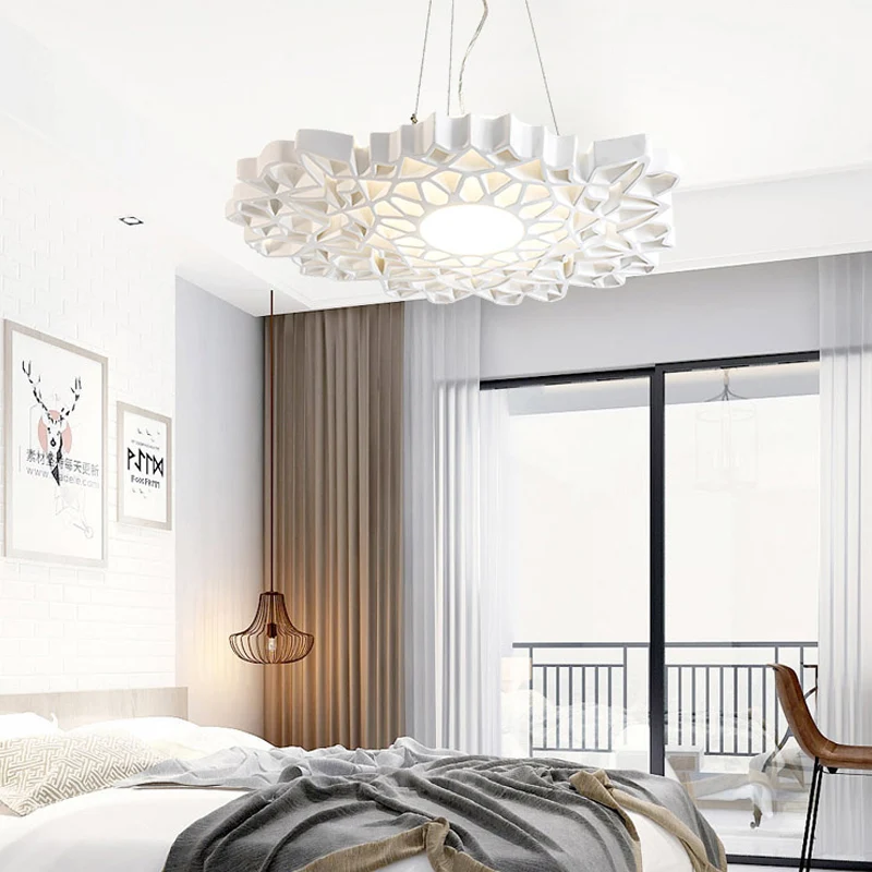 Honingraat hanglamp modern hars 1 kop witte hangende plafondlamp Clearhalo