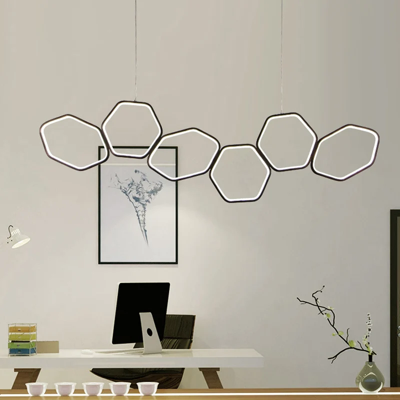 Honingraat plafondkroonluchter eigentijds metaal 6-lichts koffie-ophanglicht warm/wit licht Clearhalo