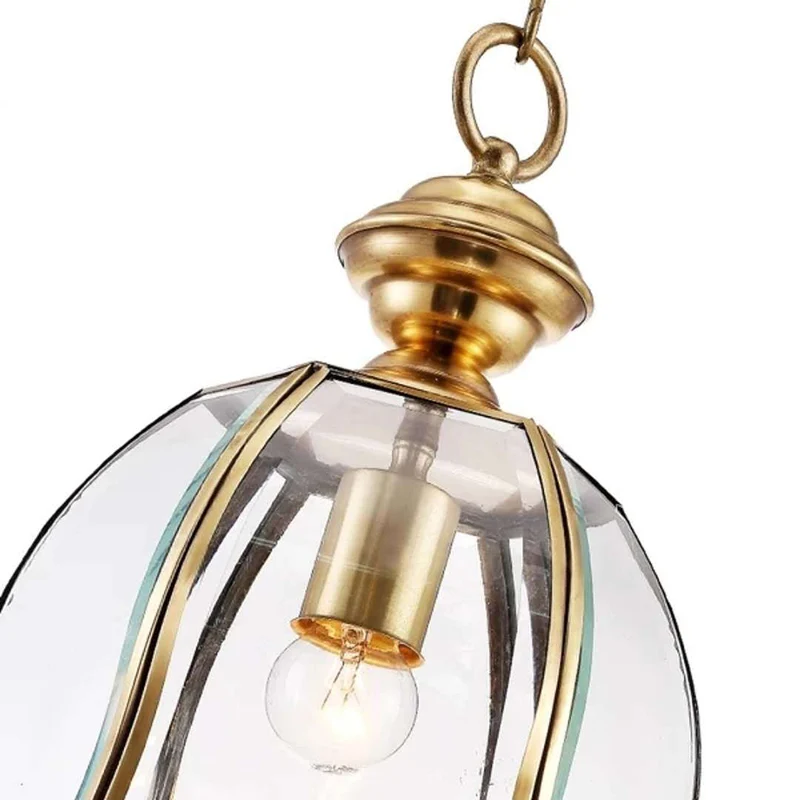 1 hoofdbel hangende verlichting Traditionele messing helderglazen plafondhanglamp voor eetkamer Clearhalo