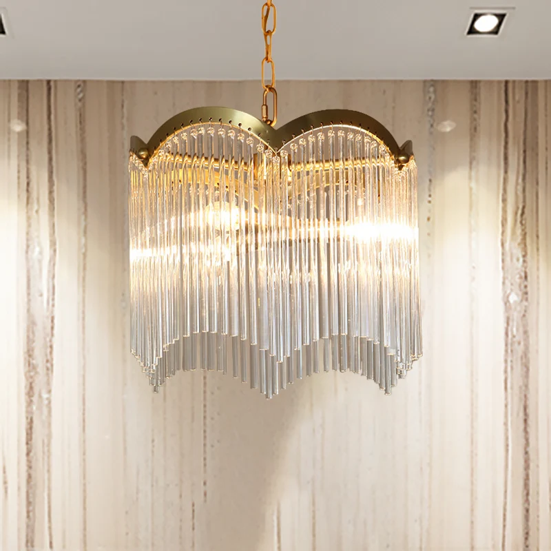 3/6 hoofden keuken hangende kroonluchter moderne gouden plafondlamp met ronde kristallen staafkap Clearhalo