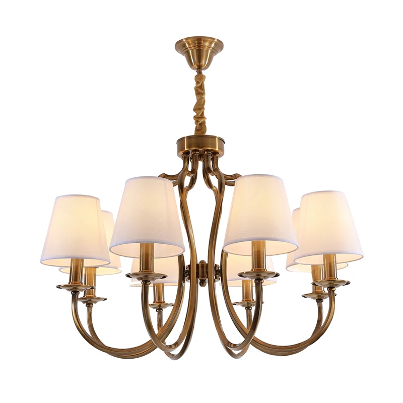 6/8 hoofden metalen hanger kroonluchter traditionele messing duikarm logeerkamer verlichtingsarmatuur met taps toelopende...
