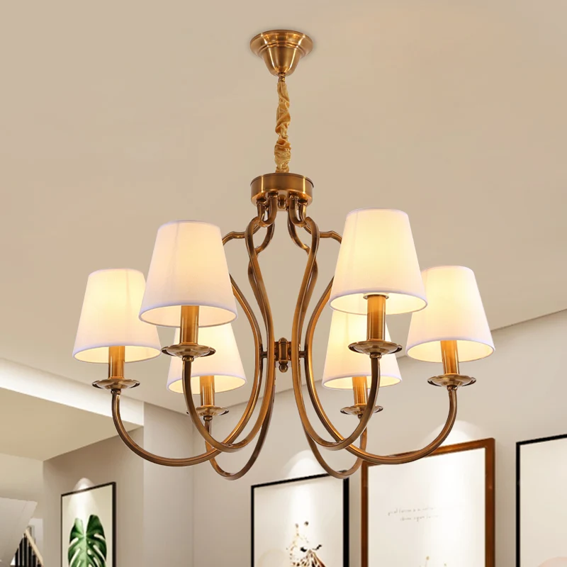 6/8 hoofden metalen hanger kroonluchter traditionele messing duikarm logeerkamer verlichtingsarmatuur met taps toelopende...