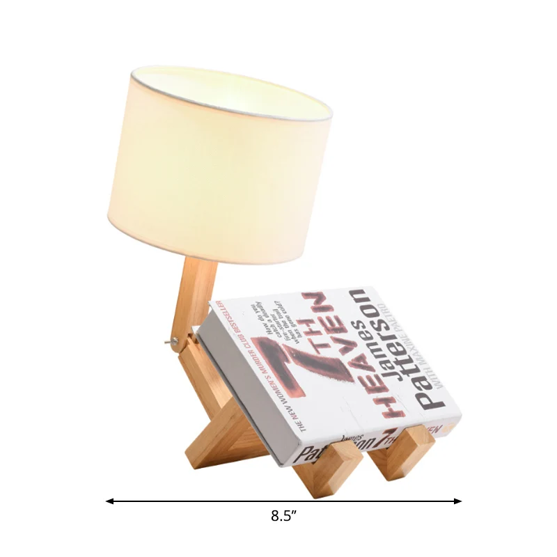 1 hoofdzitrobot-bureaulamp met cilinderkap Moderne houten bureaulamp wit voor nachtkastje Clearhalo