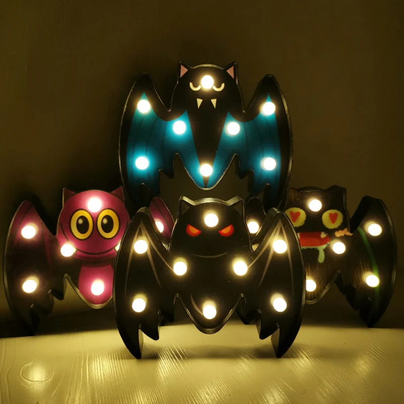 Horror Element-nachtlampje Eenvoudig kunststof op batterijen LED-zwarte nachtkastjeverlichting Clearhalo