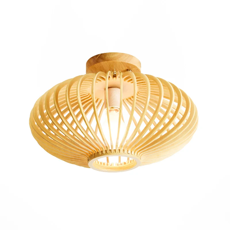 Hout Lasergesneden semi-inbouw Japanse 1-lamp dicht bij plafondverlichting beige Clearhalo