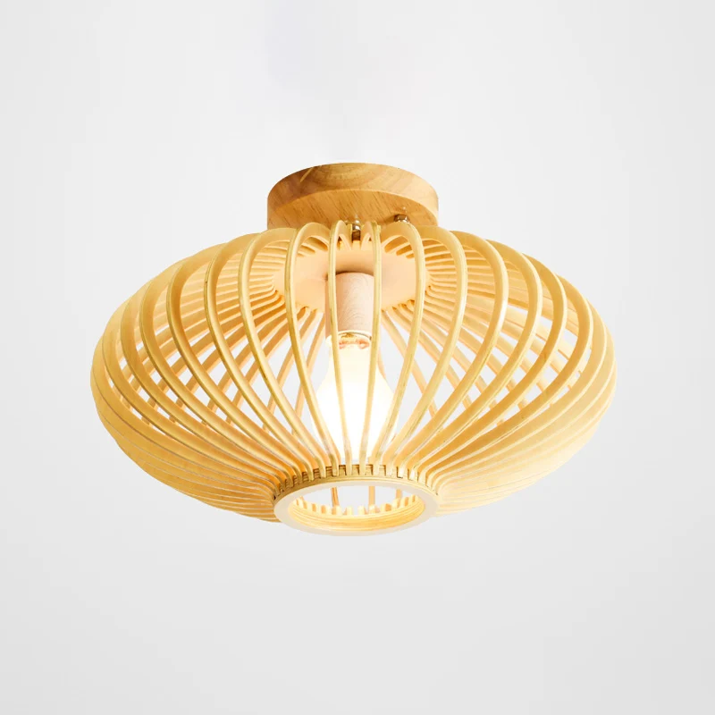 Hout Lasergesneden semi-inbouw Japanse 1-lamp dicht bij plafondverlichting beige Clearhalo